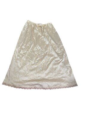 Vintage 70s Warners Perfect Measure Slip Small Beige Nylon Lace Trim Elastic
